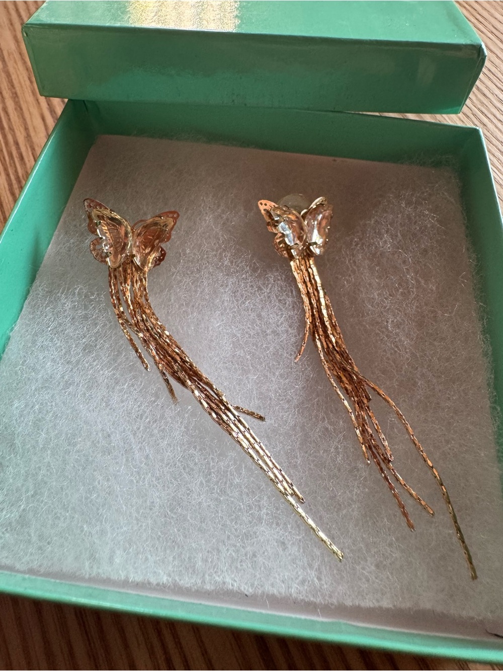Gold tone Butterfly Tassel Fashion Earrings